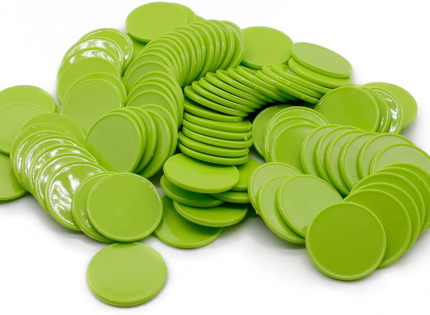 Set of 100 Opaque Plastic Learning Counters Mini Poker Chips Game Tokens with Storage Box (Lawngreen, 1 Inch)
