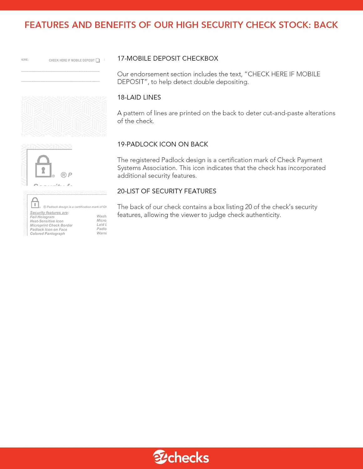 EZ Checks High Security Check Paper with Hologram & 20 Security Features | 500 Sheets | QuickBooks Compatible (Blue/Maroon, Check at Top)