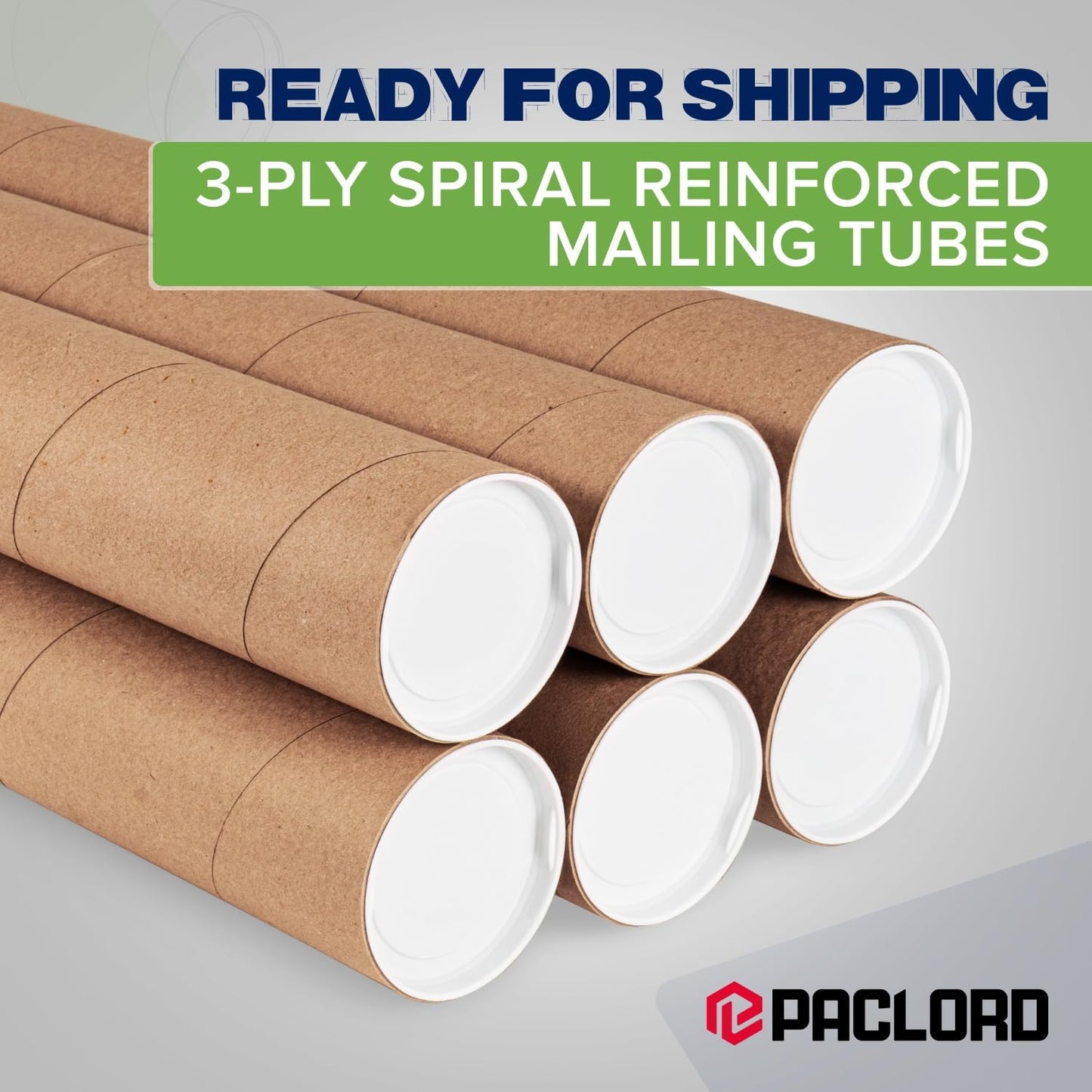 4" x 72" Reinforced Kraft Paper Mailing Tube, Pack of 4 Tubes with 8 Caps – Secure USPS Approved Poster Tube – Cardboard Tube for Shipping and Storing Posters, Prints, Artwork, or Documents