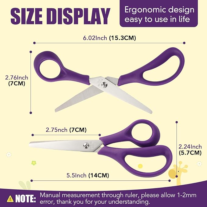 BURVAGY 24Pack 5.5" Safety Small School Kids Student Round Blunt Tip Craft - Image 8