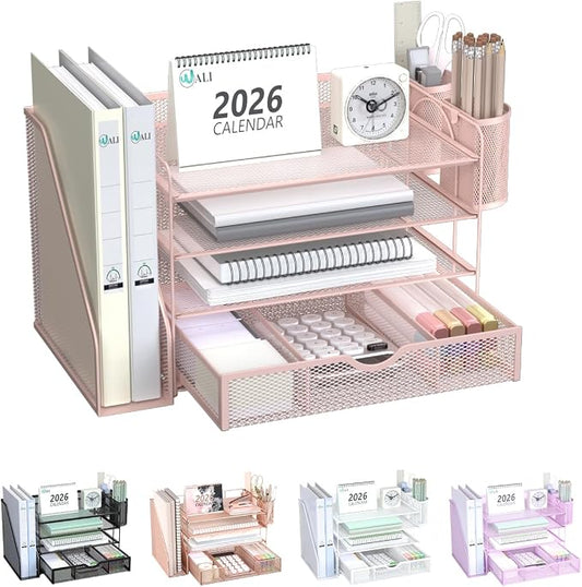 WALI Desk File Organizer, 4 Tier Desktop Paper Letter Tray Organizer by WALI