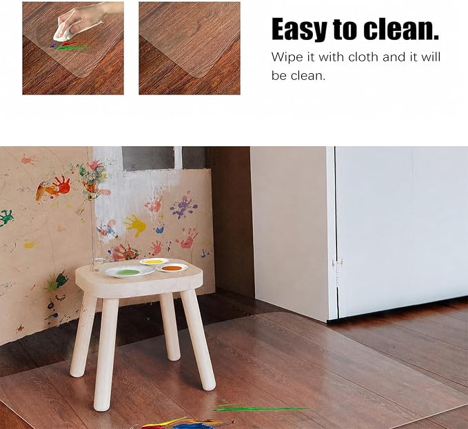 Kuyal Clear Chair mat for Hardwood Floor 44 x 58 inches Transparent Floor Mats - Image 4