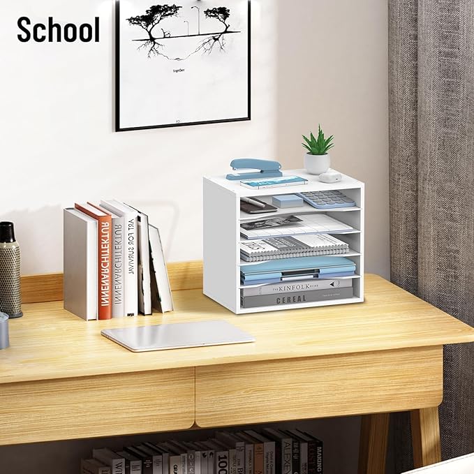 5-Tier Wood Desk Organizer, Paper Tray Organizer - Image 7