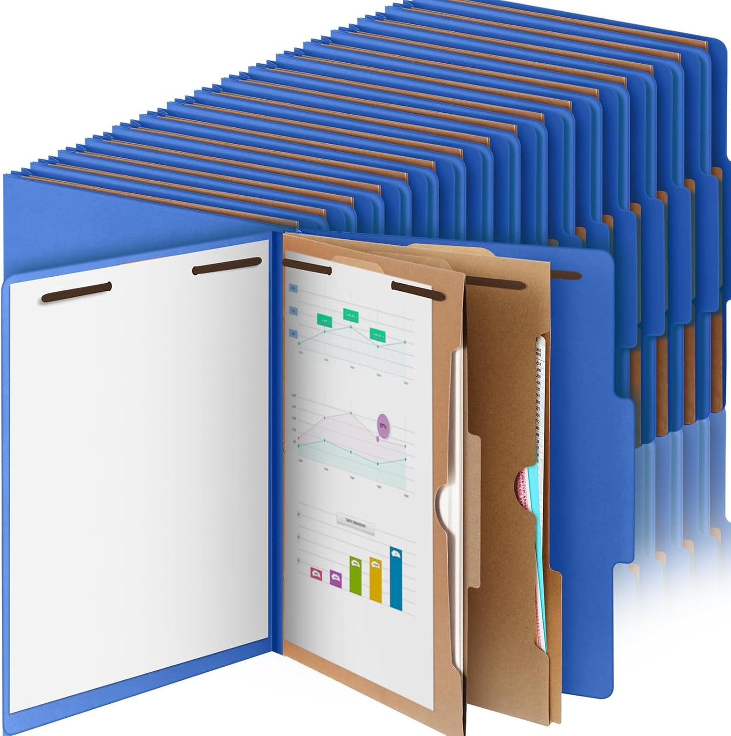 36 Pcs Classification Folders Letter Size, 2 Pocket Dividers Pressboard File Folder with Fasteners, Expanding File Organizer Bulk for Teachers, Clergy, Office, Church, Christmas (Dark Blue)