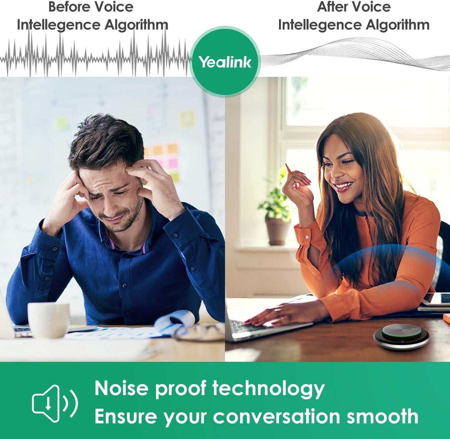 Yealink Bluetooth Speakerphone Conference Microphone Teams-Certified CP900 Enhanced Noise Reduction Algorithm Home Office 360° Voice Pickup