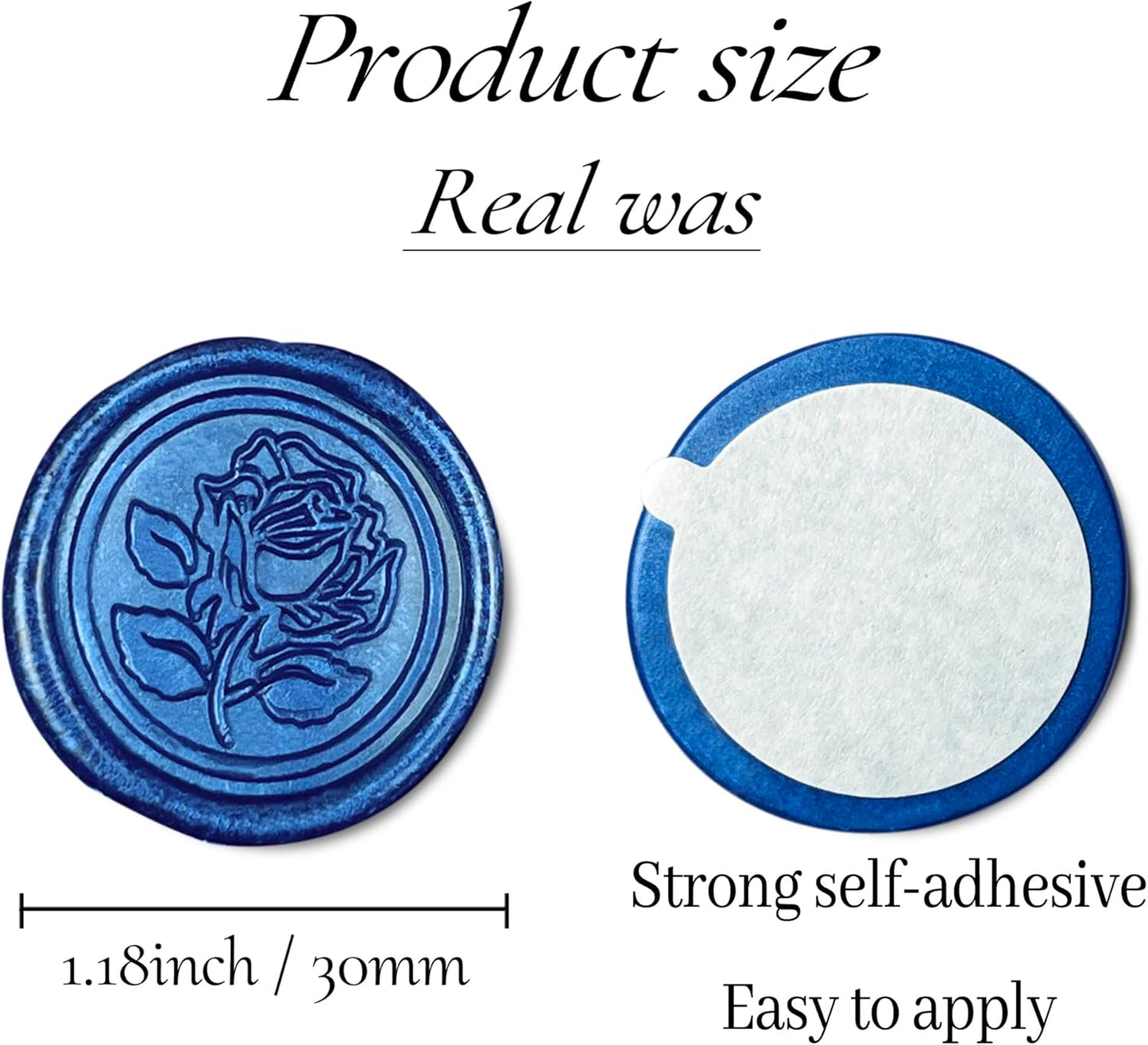 50Pcs Wax Seal Stickers Handmade Envelope Seals Self Adhesive Wax Stickers for Wedding Party Invitations, Envelope, Gift Wrap, Christmas(Rose Style, Blue)