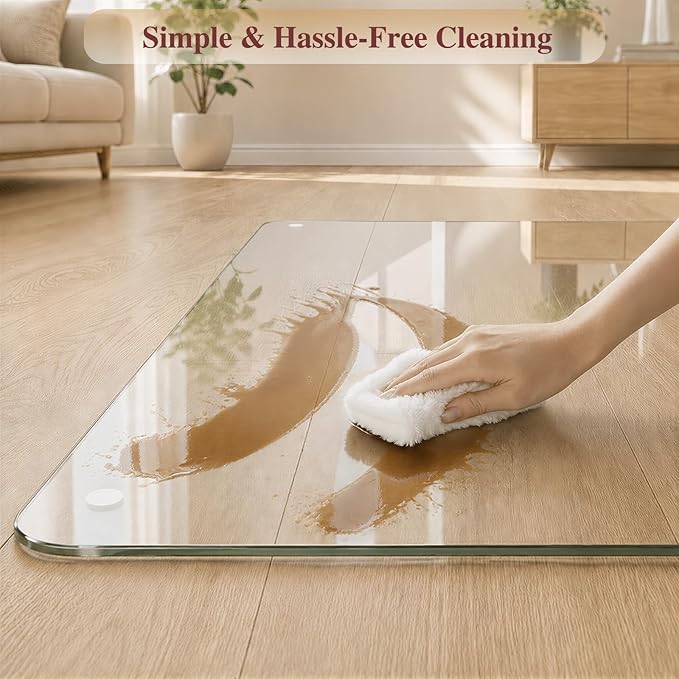 Tempered Glass Chair Mat, 4 Non‑Slip Pads, Smooth Glide & Easy Clean, Carpet - Image 6