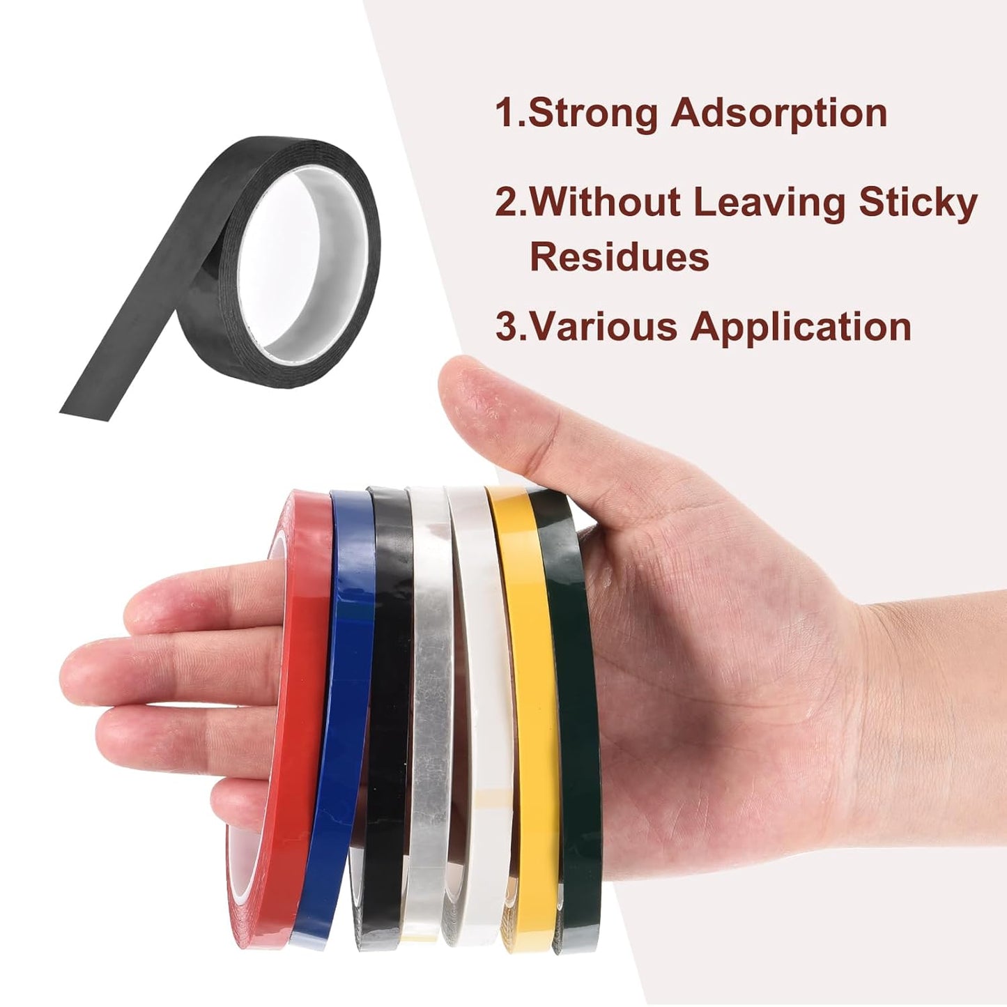 MECCANIXITY 6 Rolls Whiteboard Tape Graphic Chart Tape 25mm 54.7 Yard Art Tape Thin Self-Adhesive Pinstripe Tape Masking Tape for Gift Wrapping Craft Supplies, Black