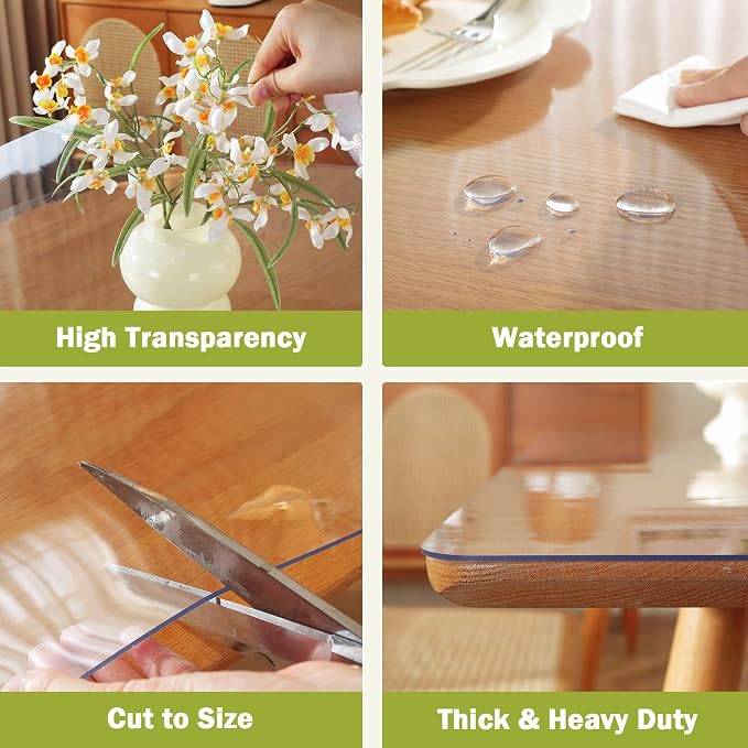 OstepDecor Clear Table Cover Protector 36 x 84 Inch, 1.5mm Thick Plastic Table - Image 4