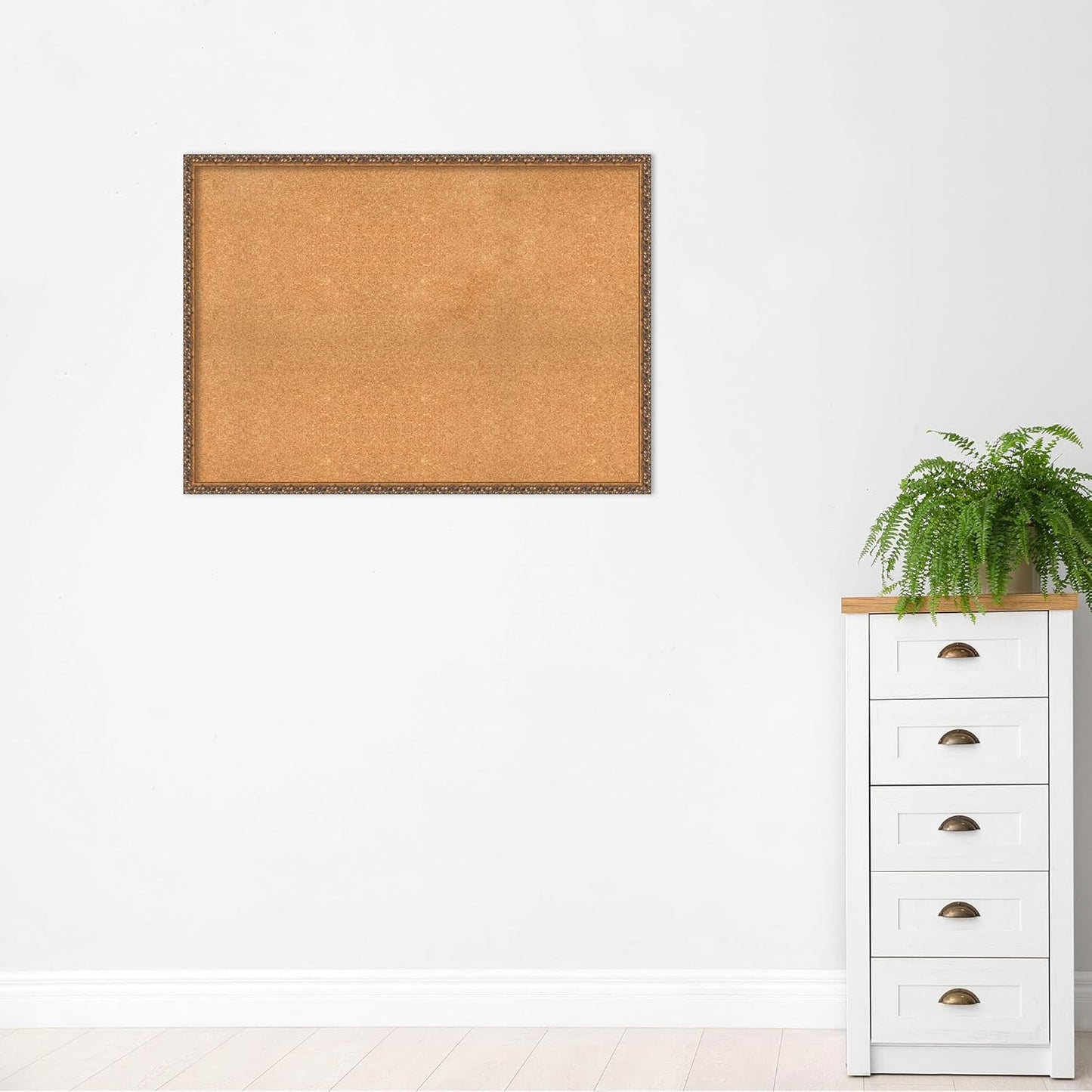 Amanti Art Natural Cork Board for Wall, 32x44 Vision Board with Bronze Frame, Oversize Corkboard Office Decor for Home Organization, Traditional Corkboard Pinboard to Display Items for Home