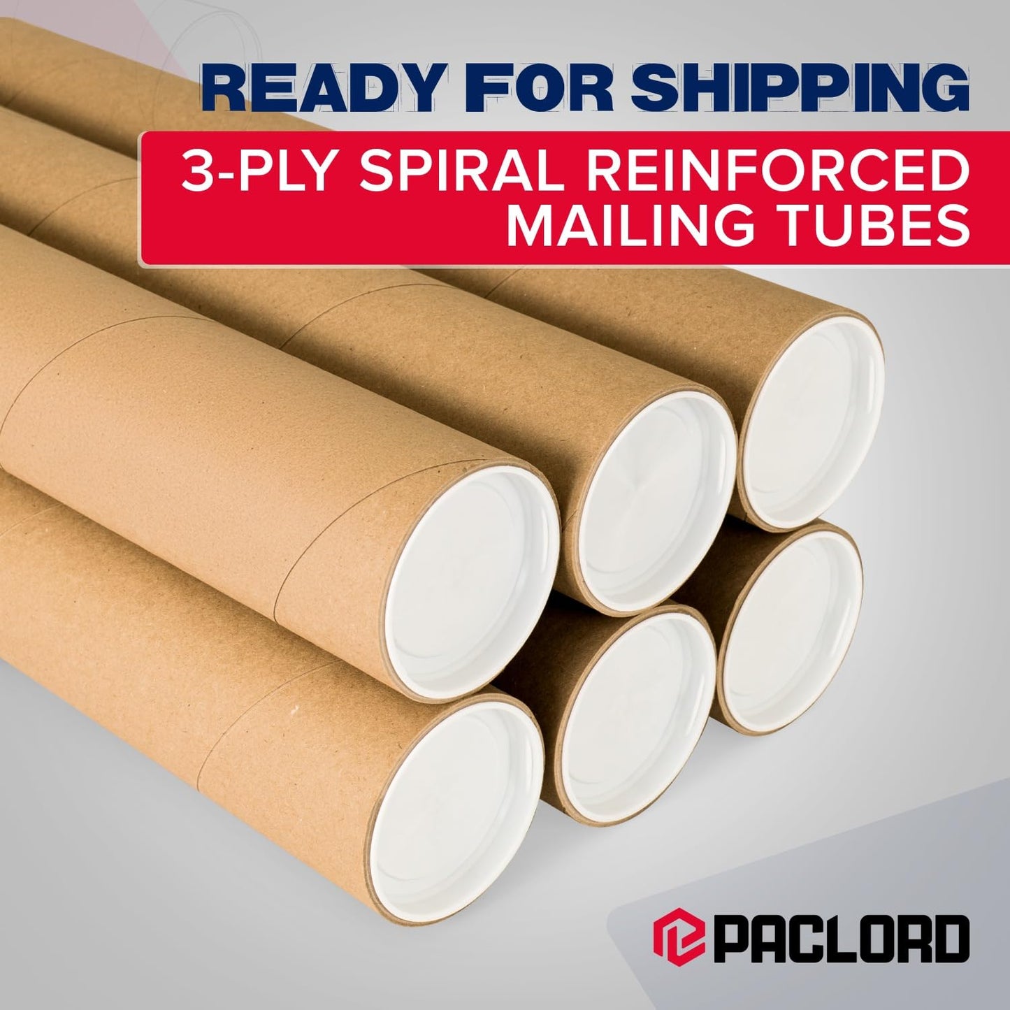 3" x 48" Heavy-Duty Reinforced Cardboard Mailing Tube, Pack of 4 Tubes with 8 Caps – Secure USPS Approved – Great for Shipping and Storing of Prints, Artwork, Posters or Documents
