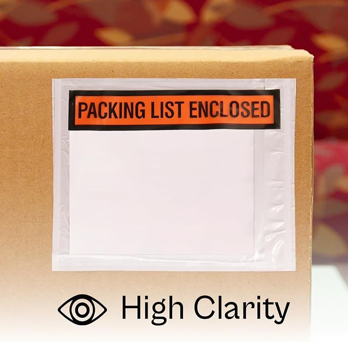PSBM 1000 PCS 4.5 x 5.5 Inch Orange Panel Face Packing List Enclosed Envelopes - Image 10
