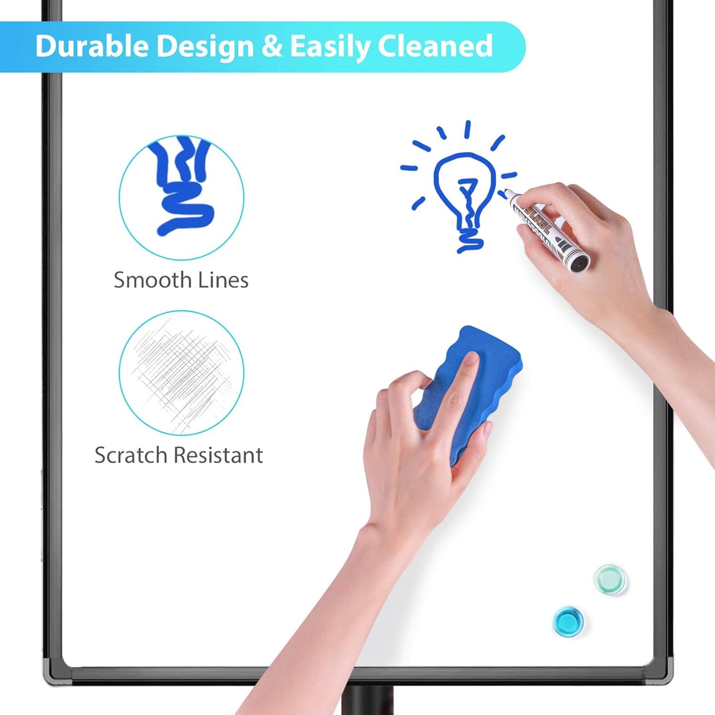maxtek Mobile Dry Erase Board – 40x28 inches Magnetic Portable Whiteboard Stand Easel White Board Flipchart Easel Board with 25 Sheets Paper Pad