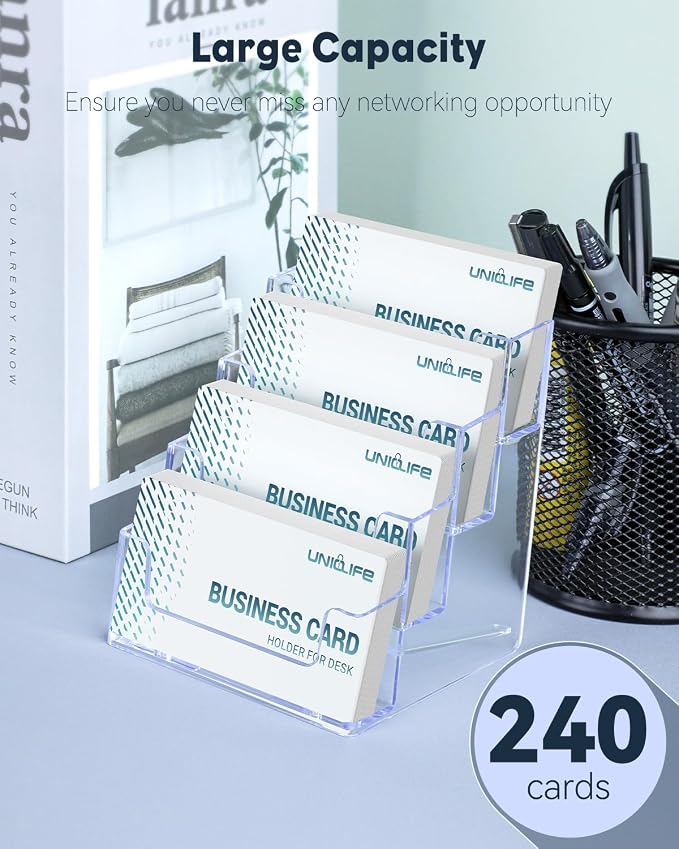 Uniclife 4 Pack Acrylic Business Card Holder - Image 2