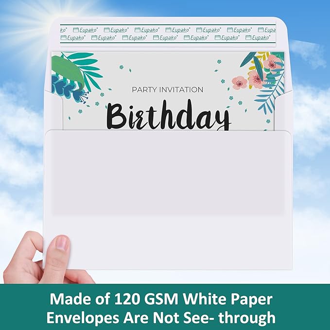 Eupako A2 White Paper Envelopes 100 Pack 4.375x5.75" Invitation Envelopes Self - Image 4