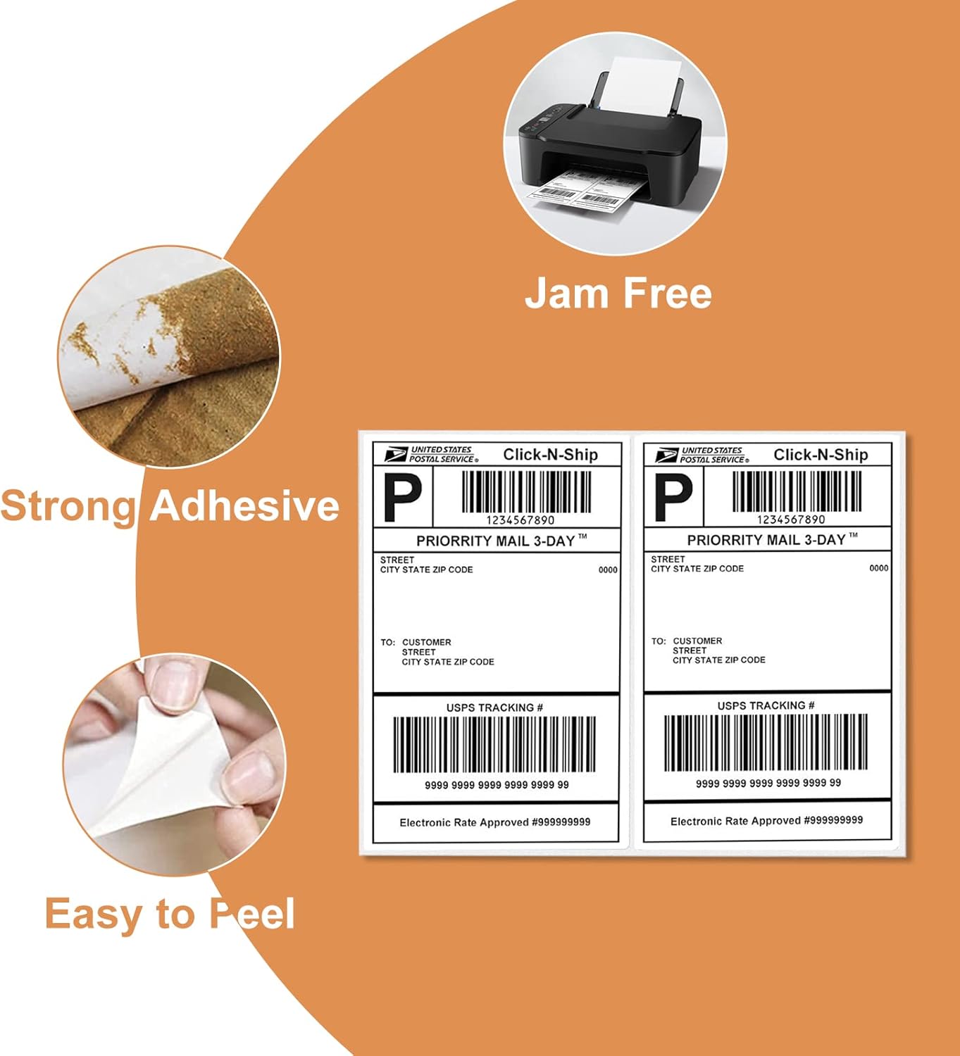 Round Corner Half Sheet 8.5" x5.5" Mailing Labels Matte Blank White Self Adhesive Shipping Labels for Laser and Ink Jet Printers 200 Label (100 Sheets)