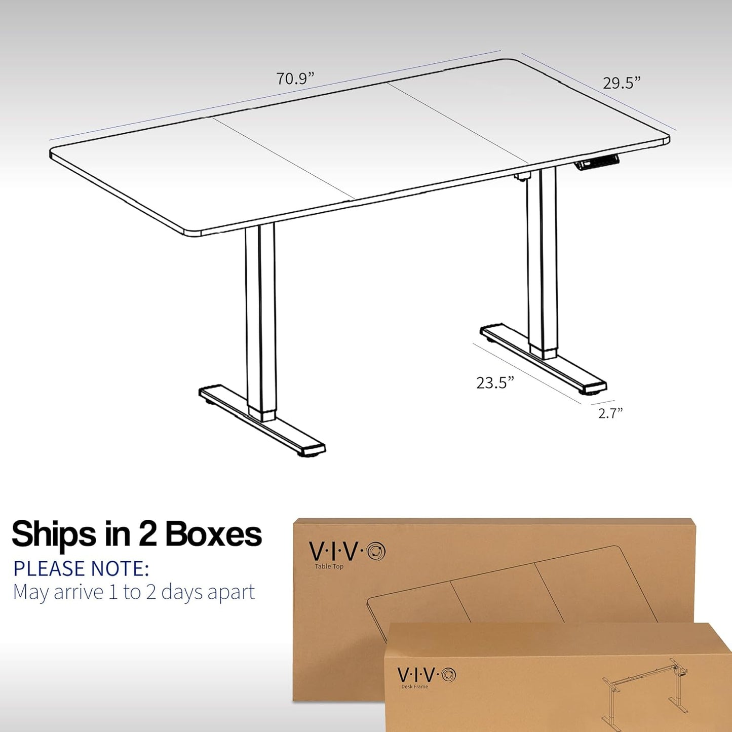 VIVO Electric 71 x 30 in Standing Desk, Memory Height Adjustment, 1B Series, Dark Walnut Top Black Frame, DESK-KIT-1B7D