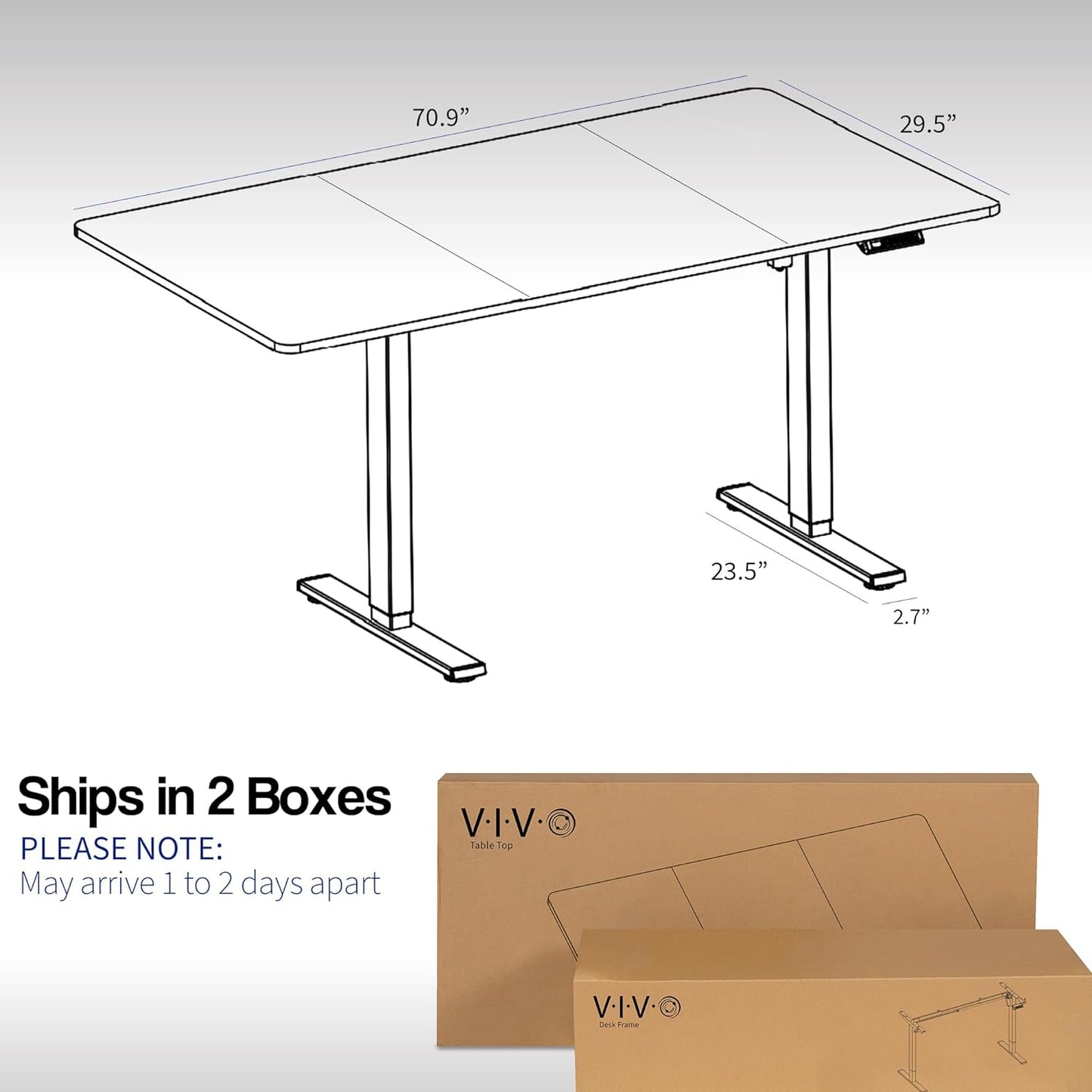 VIVO Electric 71 x 30 in Standing Desk, Memory Height Adjustment, 1B Series, Light Wood Top White Frame, DESK-KIT-1W7C