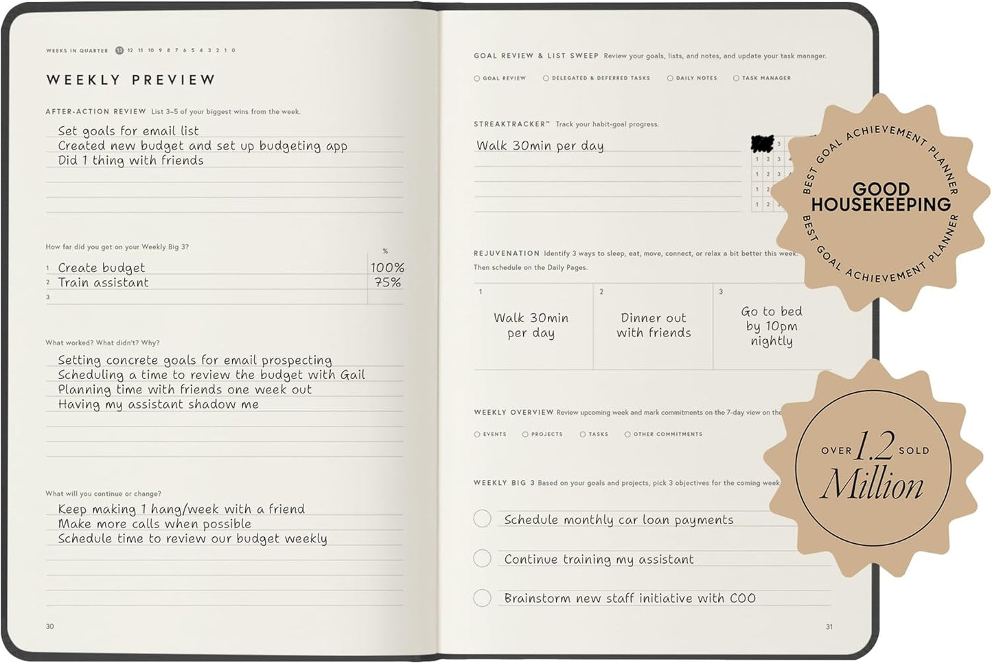 Full Focus Stone Leather Planner by Michael Hyatt - The #1 Daily Planner to Set Annual Goals, Increase Focus, Eliminate Overwhelm, and Achieve Your Biggest Goals - Hardcover