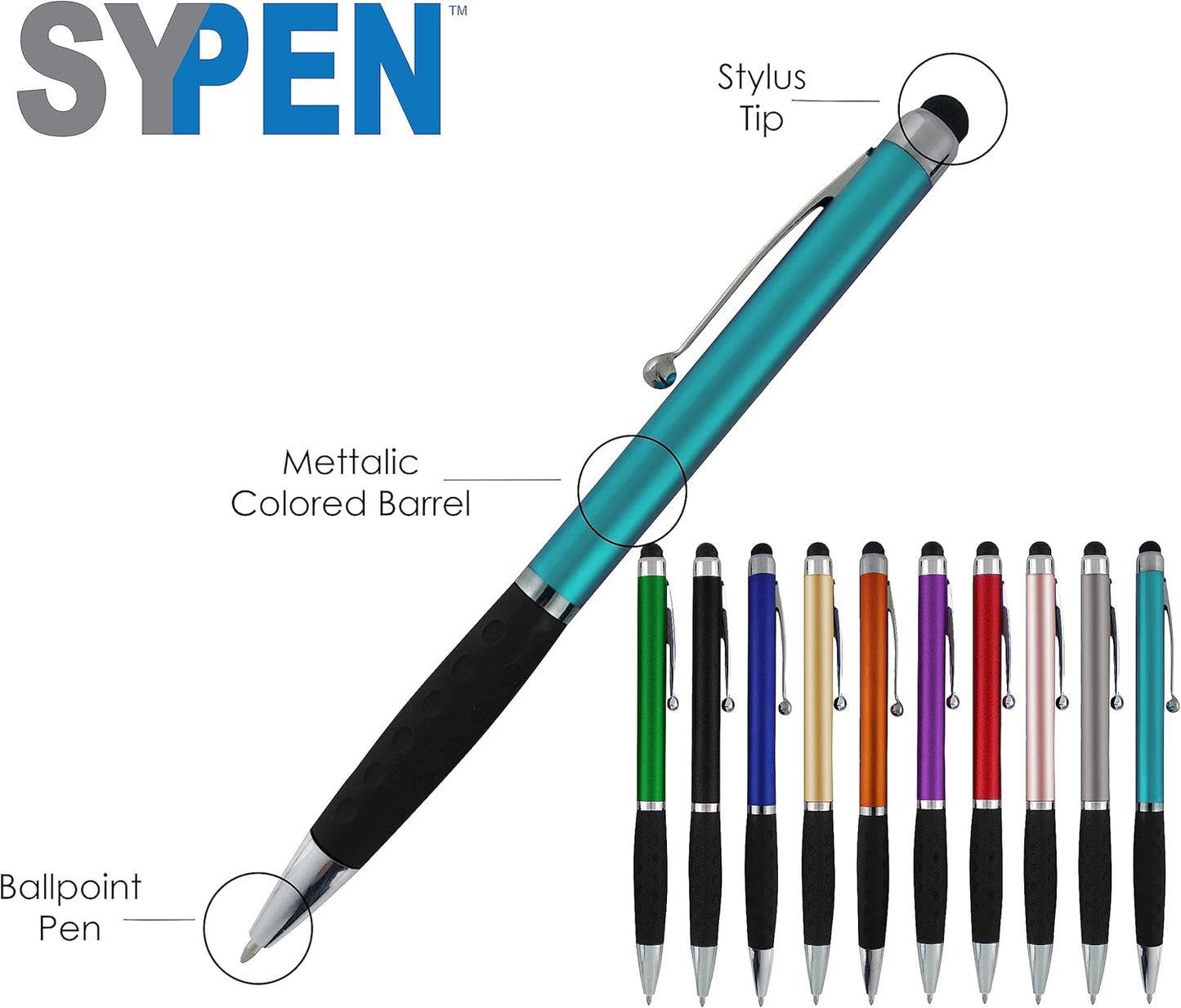 Personalized Pens With your Custom Logo or Text-600 Pack Bulk-for Businesses, Parties, and Events, 2 in 1 Ballpoint Pen & Stylus Compatible with Touchscreen Devices, Grey Barrel, Black Ink