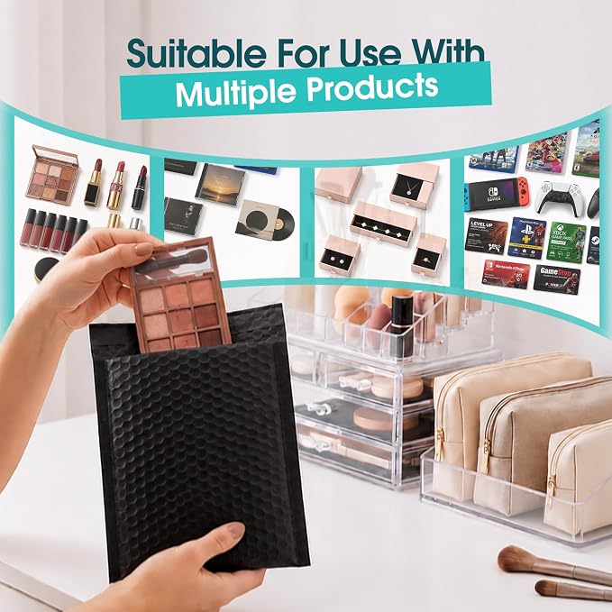 Fuxury Bubble Mailers 6x10“ 3000 Pack Black Padded Envelopes Usable Size 6x9" - Image 3