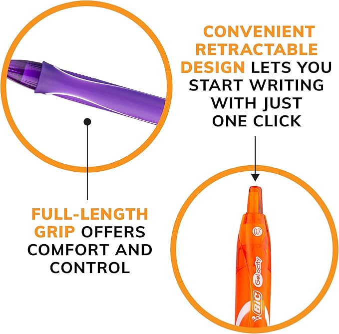 BIC Gelocity Quick Dry Assorted Colors Gel Pens, Medium Point, School Supplies - Image 9