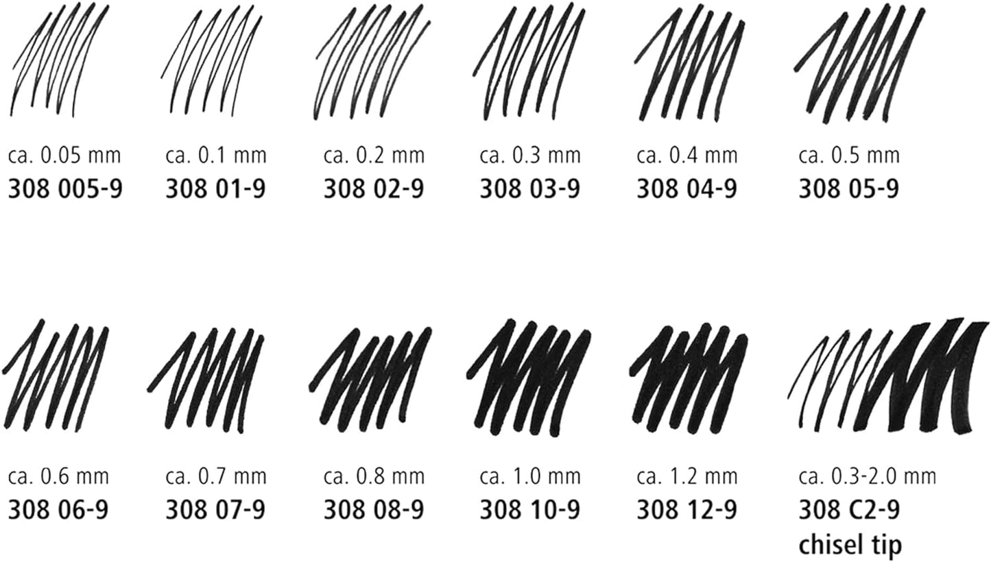 STAEDTLER Pigment Liner, Fineliner Pen for Drawing, Drafting, Journaling, 0.3mm, Black, Box of 5 Pens, 308 03-9M