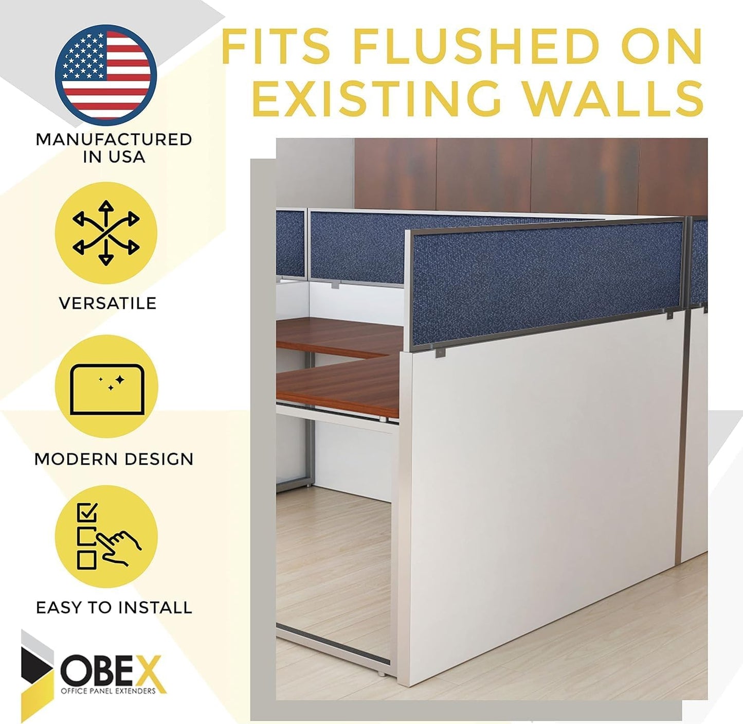 OBEX Acoustical Cubicle Privacy Screen Extender Desk Panel & Office Divider, Add Separation & Block Noise, 24" x 30", Slate