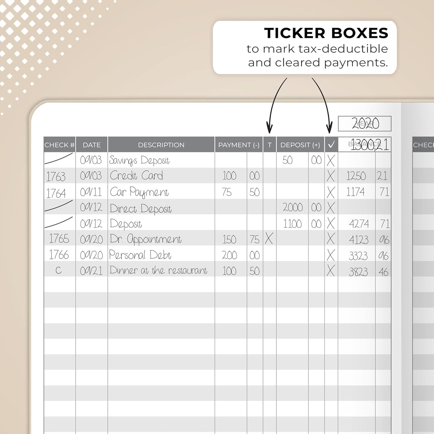 Clever Fox Check Register Book - Deluxe Transaction Register, Accounting Ledger Book, Checkbook Register & Checking Account Register Book for Personal and Work Use, A5 Hardcover - Seashell
