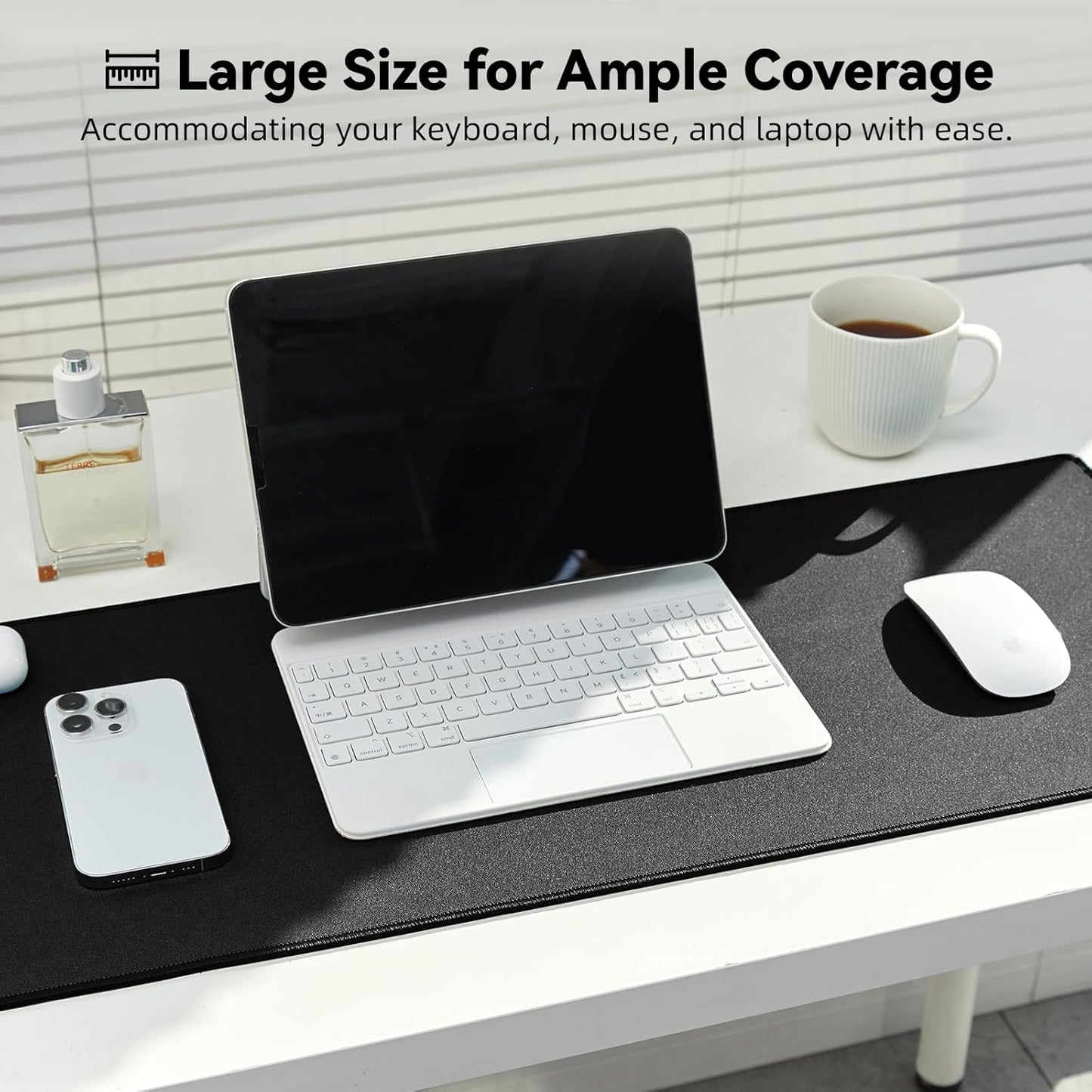 Large Gaming Mouse Pad with Durable Stitched Edges, Non-Slip Rubber Base, Big Computer Keyboard Mouse Mat Desk Pad for Home Office Gaming Work, 11.81"x27.56"x0.12", Black