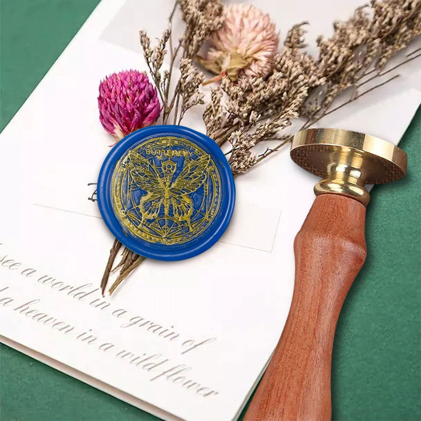 Wax Seal Stamp, ANBOSE Animal Sealing Wax Stamp with Removable Brass Head Wooden Handle, Butterfly Change Wax Sealing Stamp for Envelope Sealing Wax