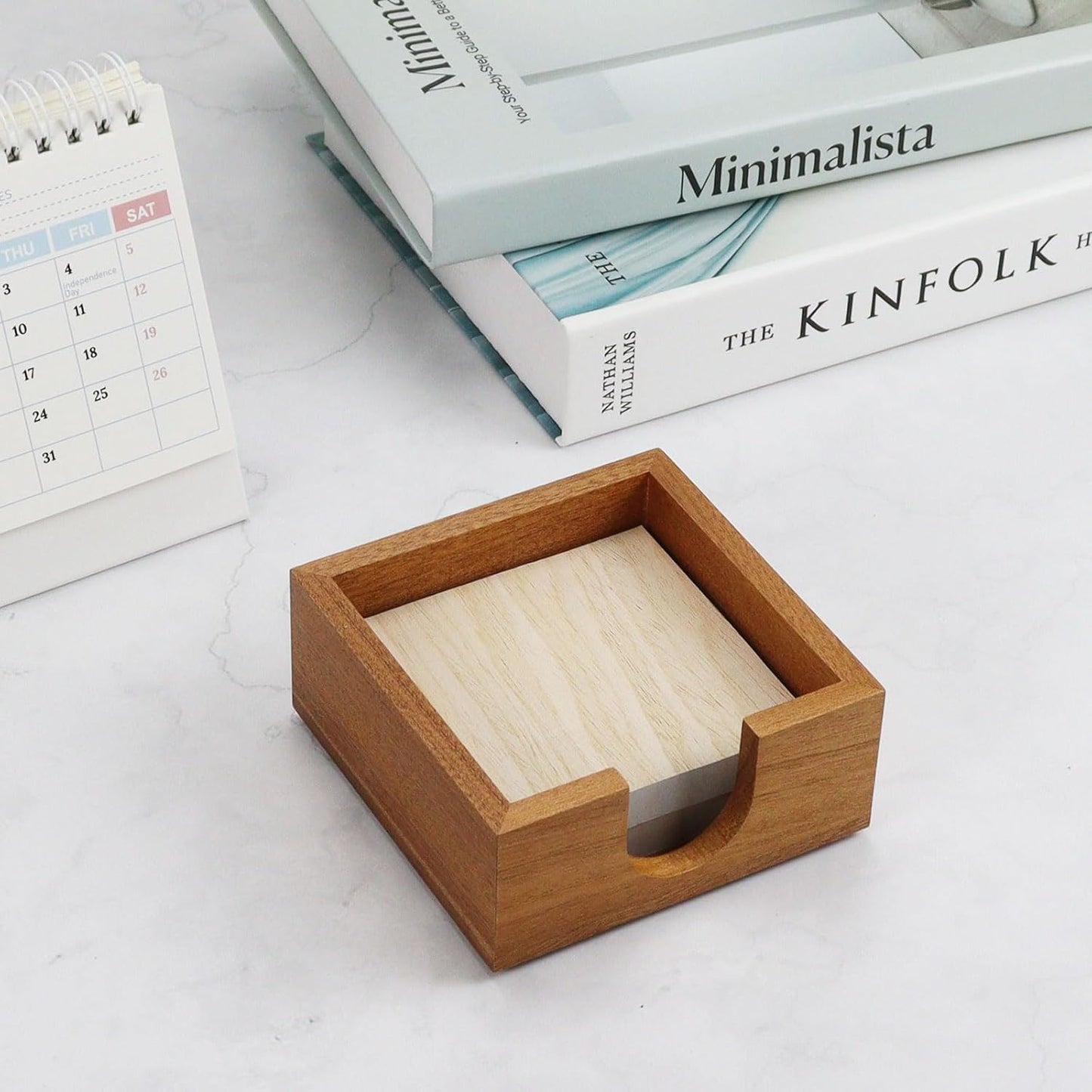 MultiBey Sapele Wood Sticky Note Holder, Self -Sticky Note Pad Holder, Thicked Wooden Post it Note Dispenser Memo Pad Holder, Desk Supplies Organizer Accessories for Office Home Schools