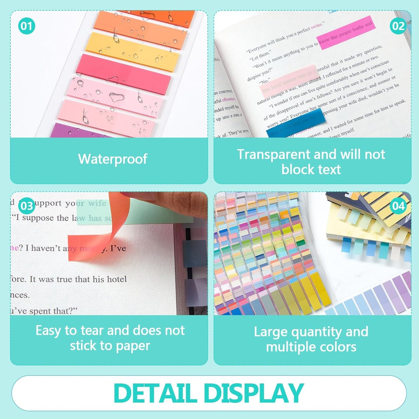 ReliThick 8000 Pcs Annotation tabs Sticky Tabs for Books Transparent Sticky Notes Multi Colored Writable Page Markers Book Flags Strip for Annotating Reading Supplies Bookish Gift (Gradient Color)