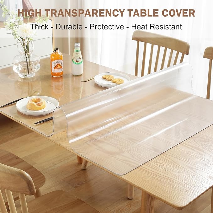 LovePads Frosted Table Cover Protector 48 x 72 Inch, 1.5mm Thick Plastic Table - Image 2