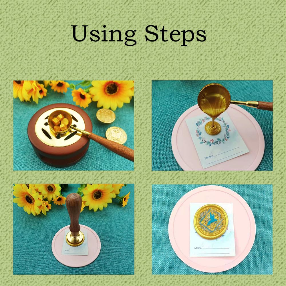 Starry Peacock Wax Sealing Stamp with Removable Brass Head Wooden Handle - Retro Vintage Animal Sealing Wax Stamp for Letter Cards Invitations