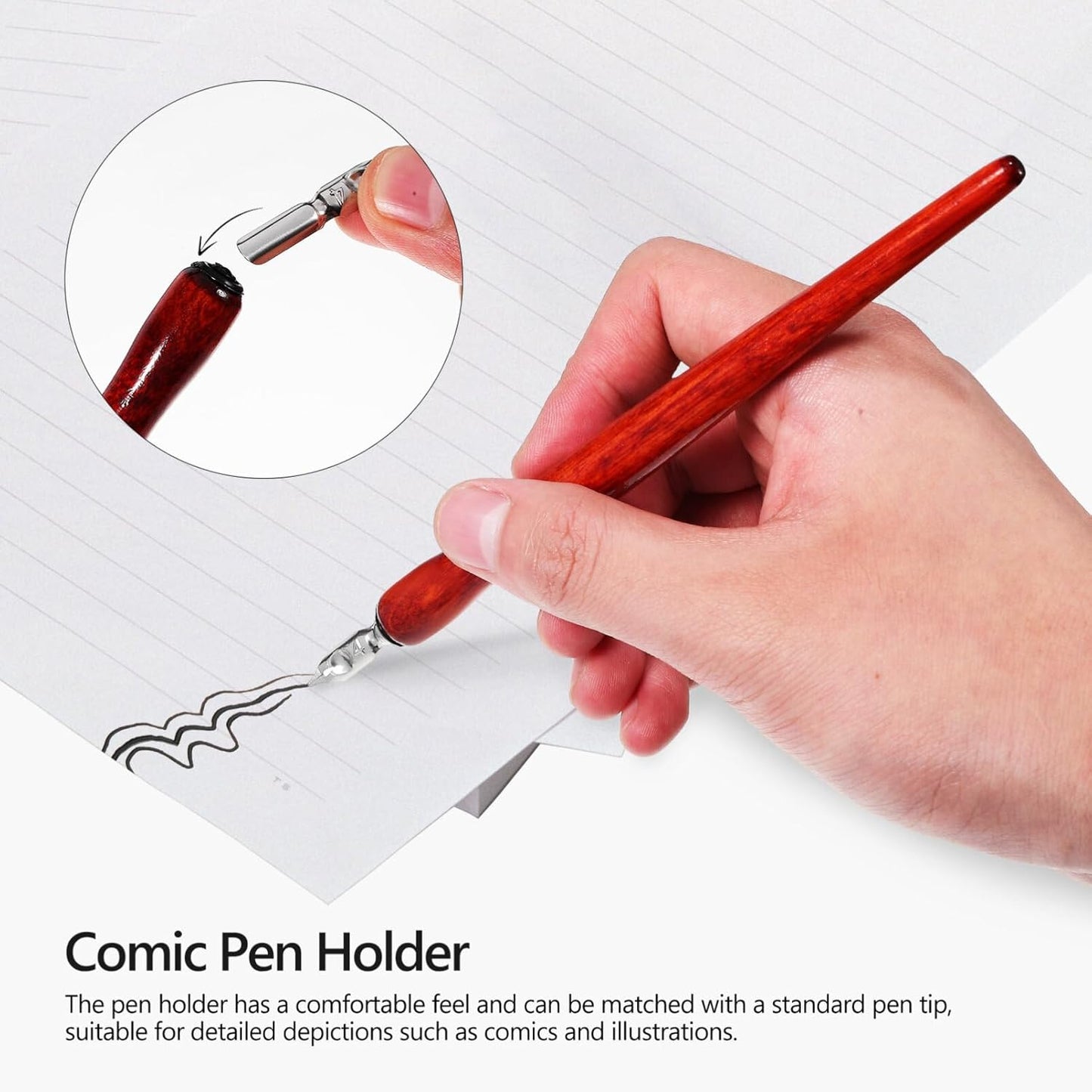 Gadpiparty 12-Piece Wooden Dip Pen Holder Set for Calligraphy, Drawing & Illustration - Portable Dark Red Penholder with Comfort Grip, Ideal for Ink Writing & Sketching