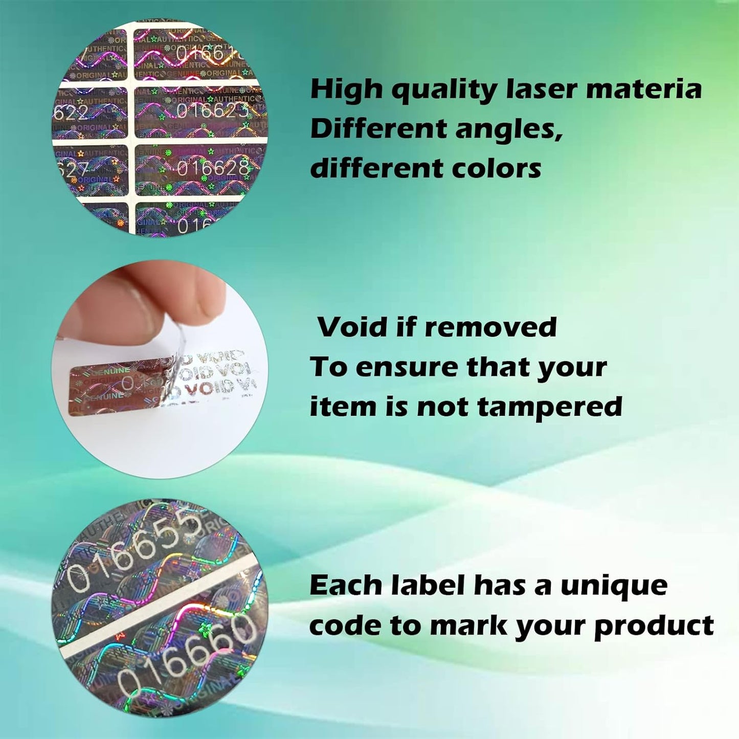 Silver Hologram Tamper Proof Stickers Warranty Void Seal Security Labels Genuine Hologram Labels with Unique Sequential Serial Numbering Tamper evident Stickers(320pcs,GQYH)