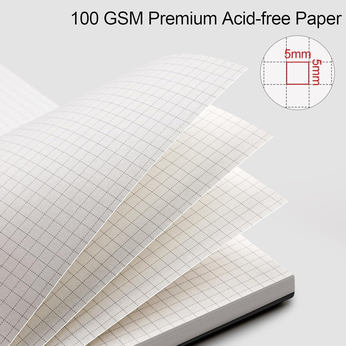 AHGXG Graph Paper Notebook - Spiral Notebook 8.5" x 11", A4 Large Graph Notebook, 100 gsm Thick Grid Paper, Waterproof Plastic Cover Journals for School Writing Engineering Math, Black
