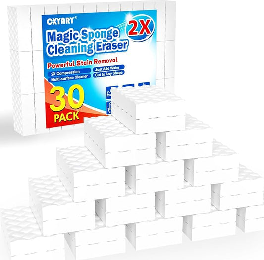 Magic Sponges Cleaning Eraser, 30 Pack 2X Density Stronger Melamine Sponge Foam by CXYARY