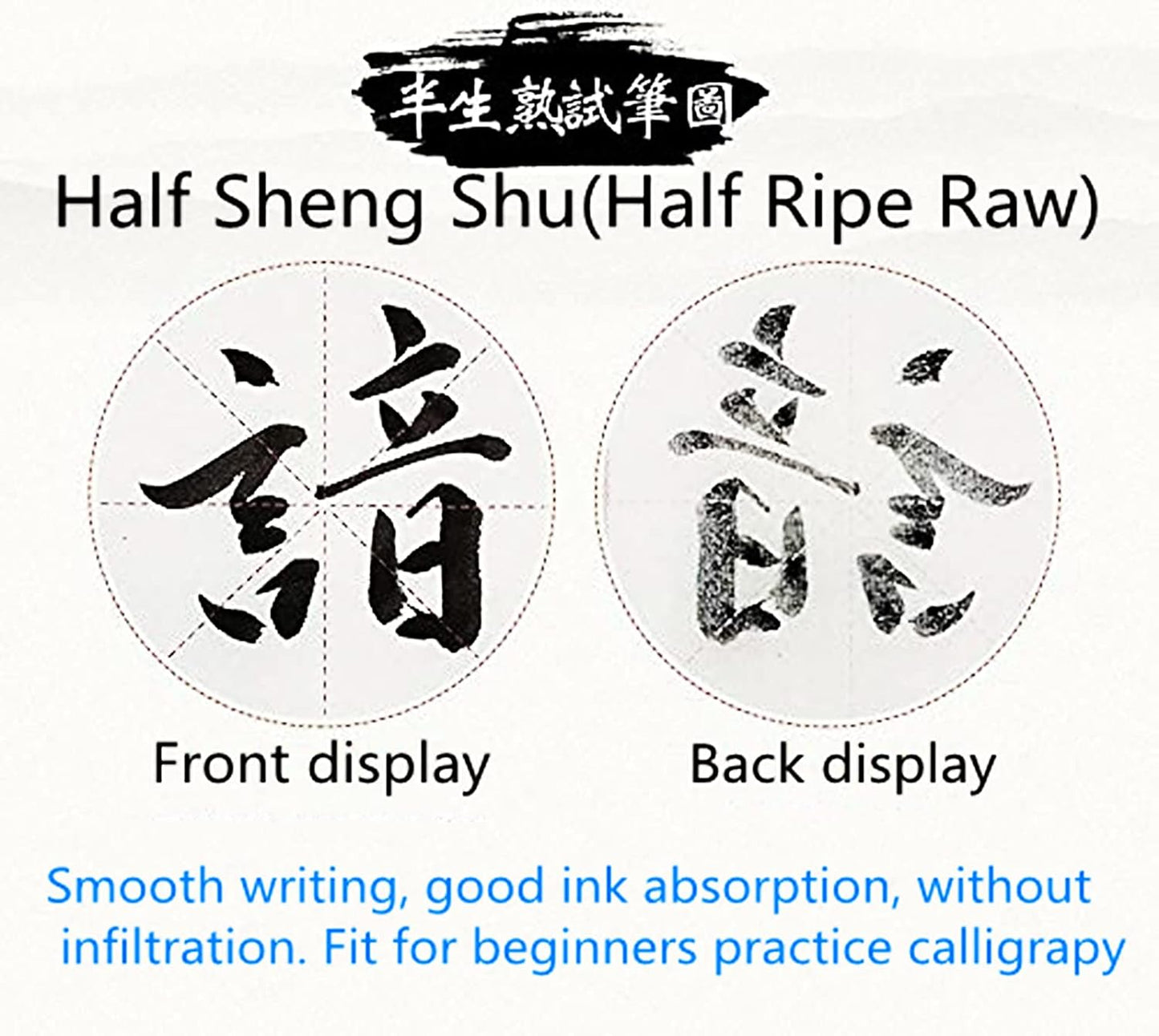 MEGREZ Chinese Calligraphy Xuan Paper Brush Writing Sumi Paper Xuan Paper Rice Paper with Grids for Students, Beginners Practice Kanji Japanese Calligraphy, 100 Sheets/Pack, 5 cm/Grid