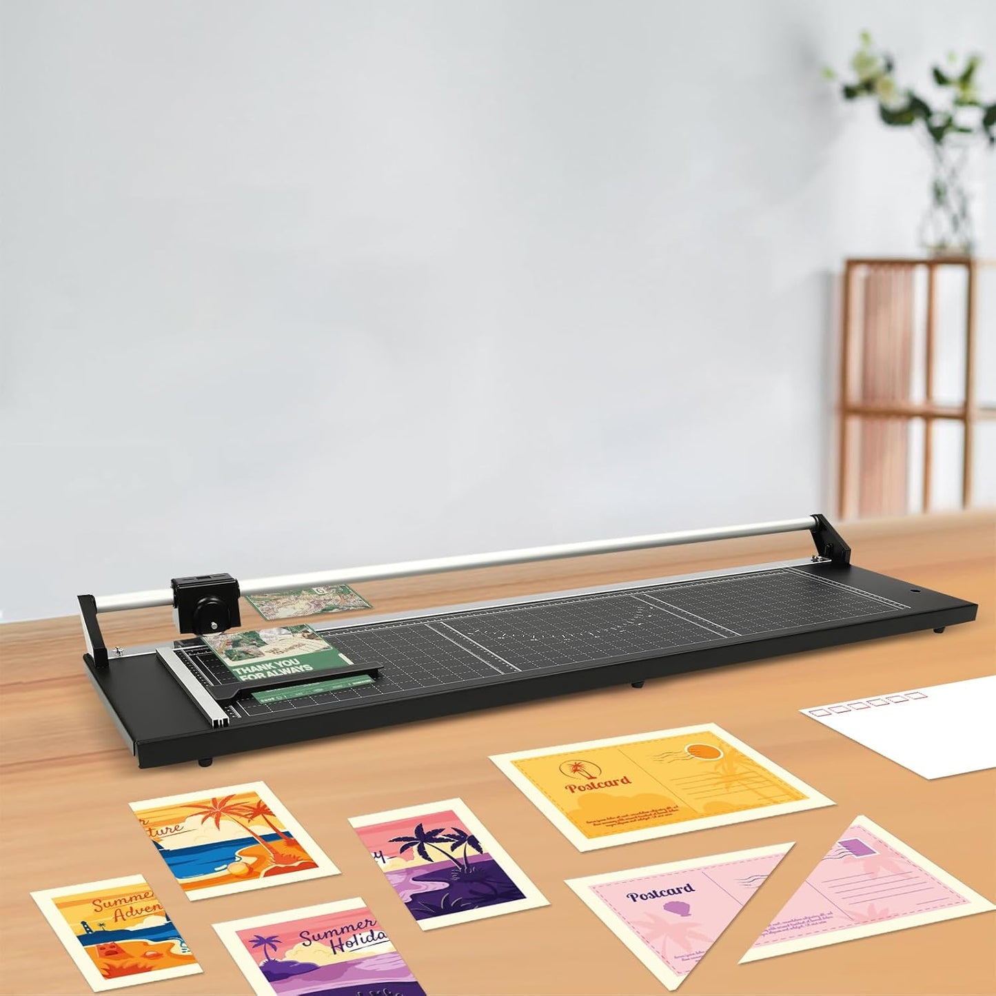 Professional Rotary Trimmer, 36" Cut Length, 0-60° Angle Scale, Photo Paper Cutter with Positioning Ruler & 2 Blades, for Cutting Card Stock, Office Paper with A Thickness of Less Than 1mm