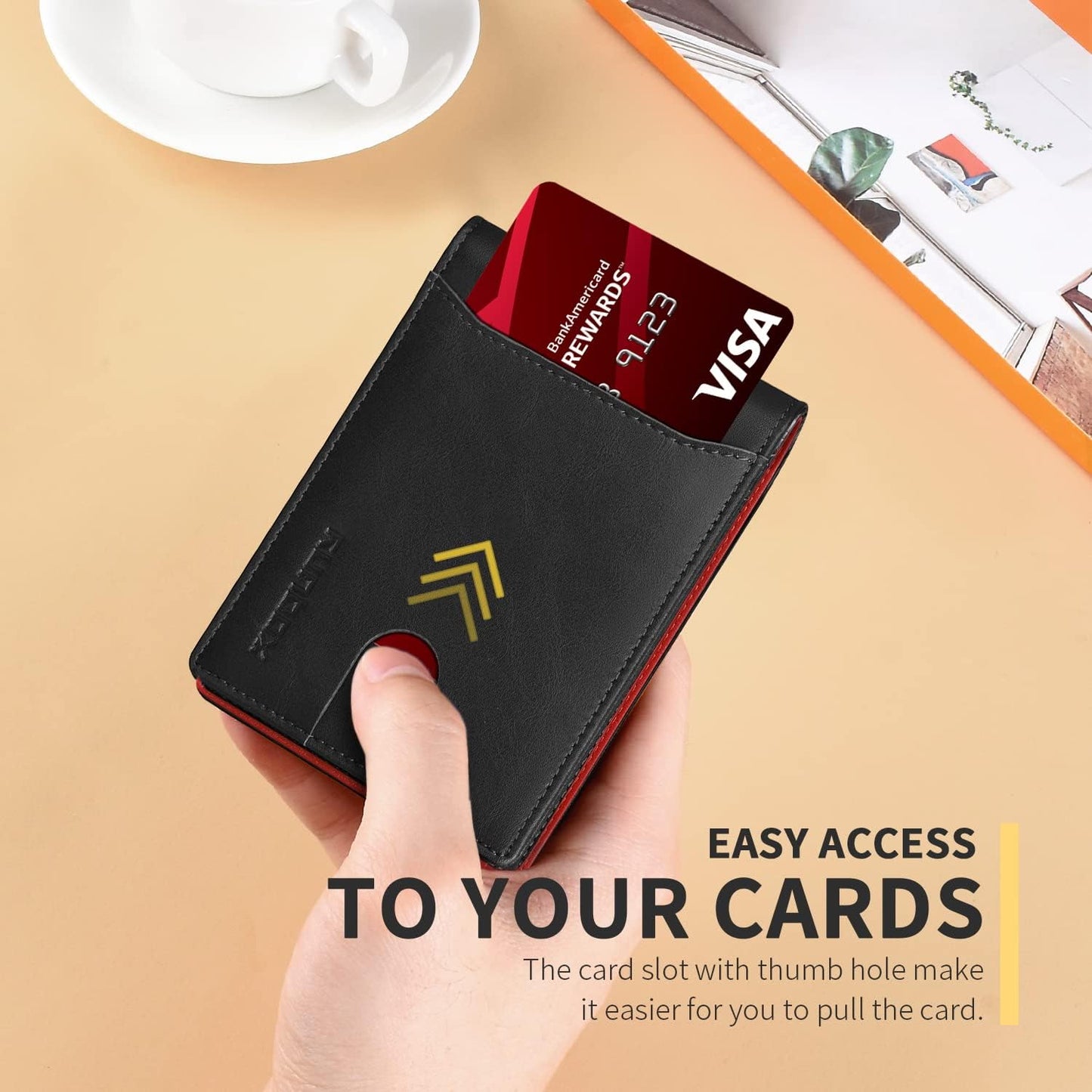 RUNBOX Novelty Wallet for Men Slim 11 Credit Card Holder Slots Leather RFID Blocking Small Thin Men's Wallet Bifold Minimalist Front Pocket Large Capacity Gift Box