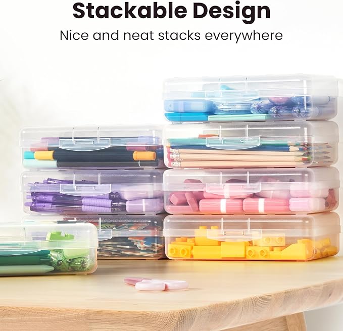6 Pack Pencil Box, Sooez School Box, Hard Pencil Boxes - Image 5