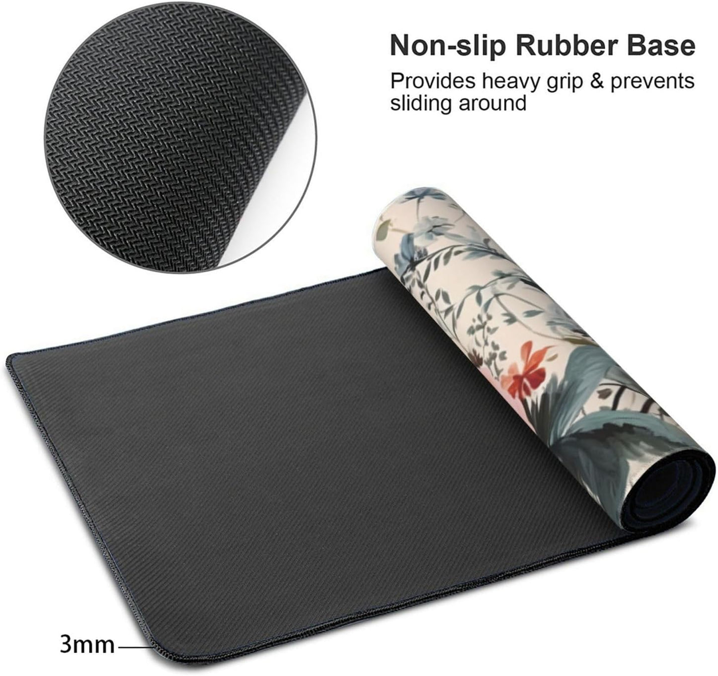 35.4 x 15.7 in, Waterproof XXL Large Mouse Pad for Desk, Extended Keyboard Mouse Mat for Computer Office, Big Laptop Mouse pad, Gaming Pc-Weeds and Flowers