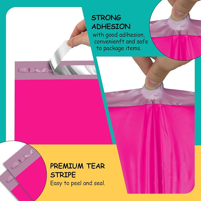 Poly Mailers 10x13 inch 100 Pcs, Rose Red Plastic Mailing Envelopes - Image 3