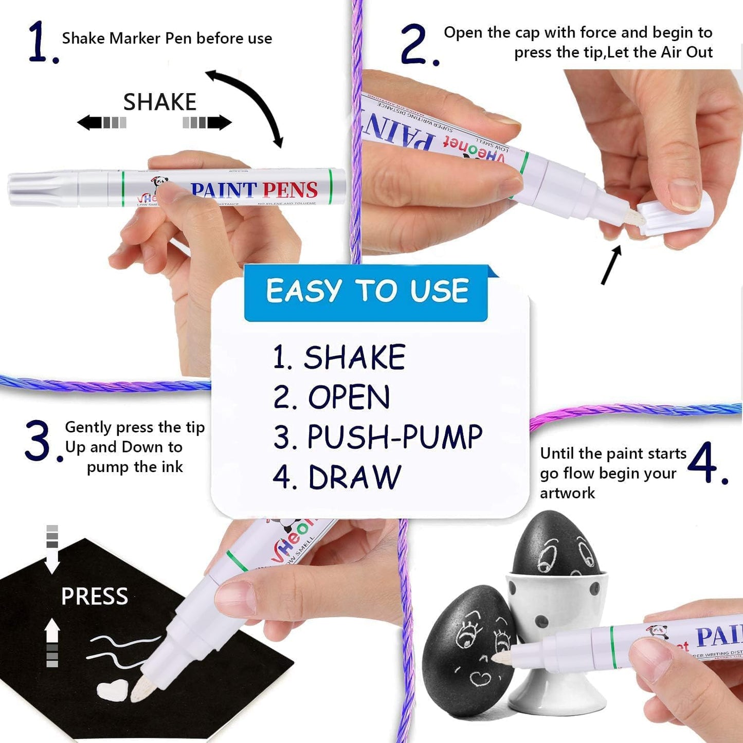 Red Paint Pens marking pens Permanent Markers - 6 Pack Oil Based Waterproof Markers for Tire, Rubber,Wood, Rocks, Metal, Canvas,Plastic, Dark Surface,Craft office Supplies,Medium Point