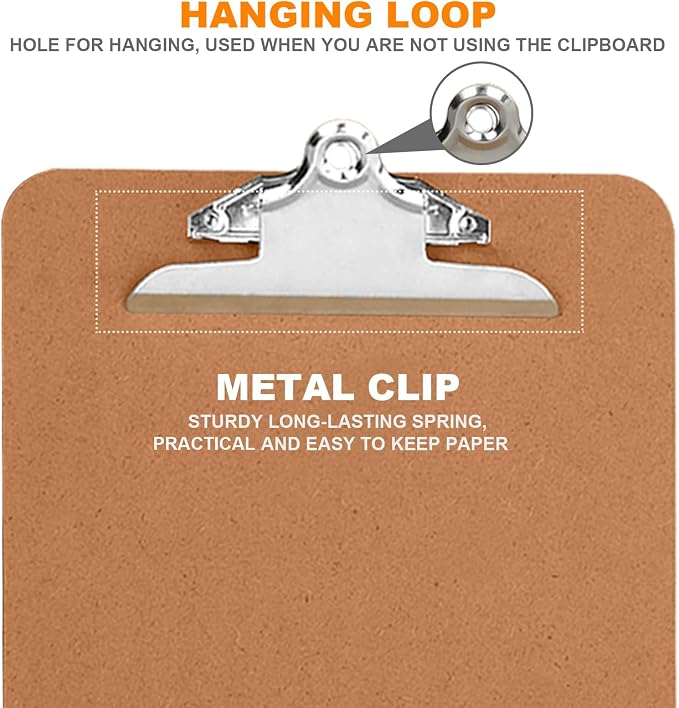 HERKKA 10 Pack Hardboard Office Clipboards - Image 3