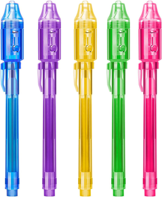 Invisible Spy Ink Pen 5 PCS, With UV Pen Light, Party Favors for Kids 8-12, Stocking Stuffers for Christmas, provide Thanksgiving, Halloween for Boys Girls Goodie Bag