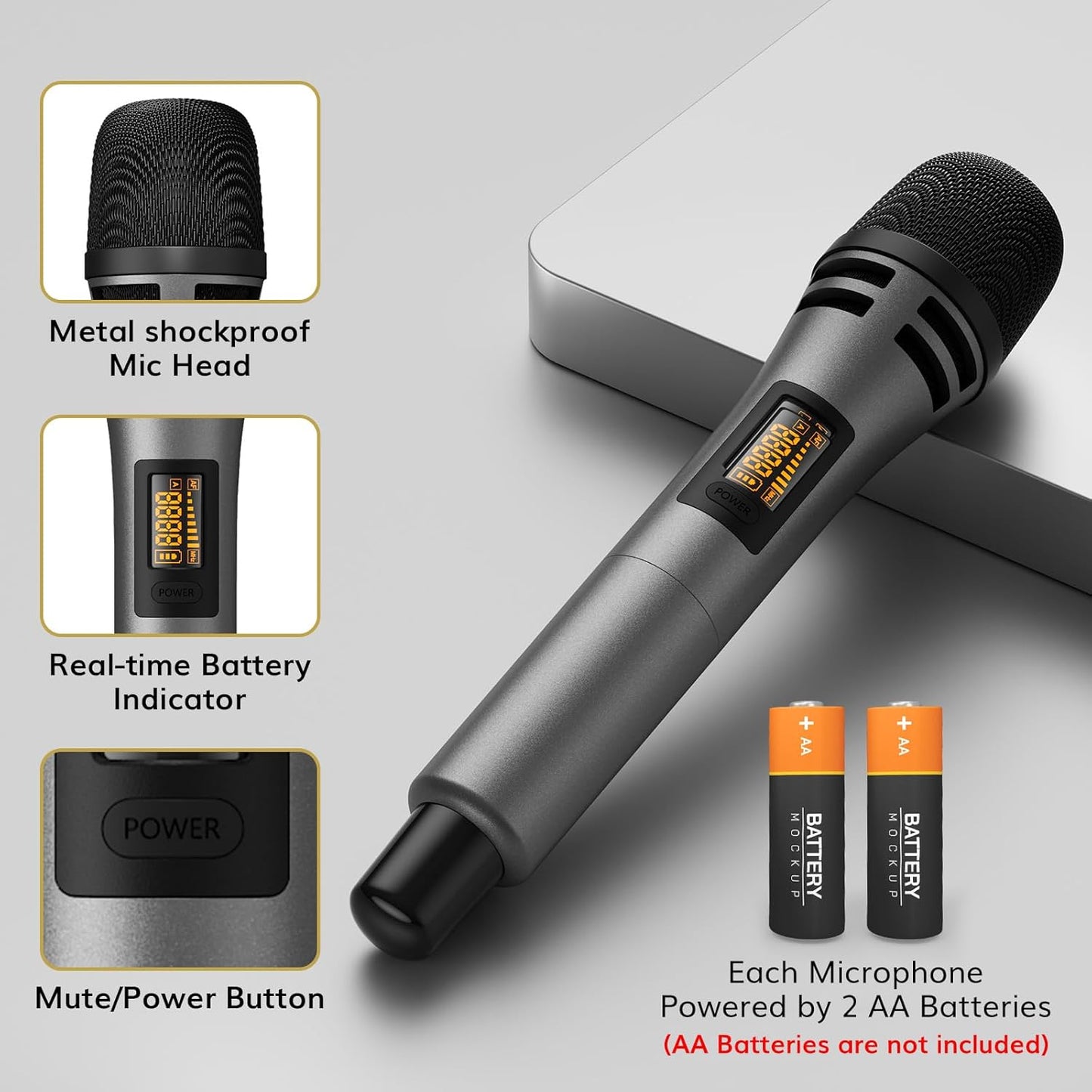 TONOR Wireless Microphones System with 8x12 Channels Cordless Handheld Microfono Inalambrico, 295FT UHF Range, Mics with Stable Signal, Quick Mute for Karaoke Singing Party Church Wedding PA Speaker