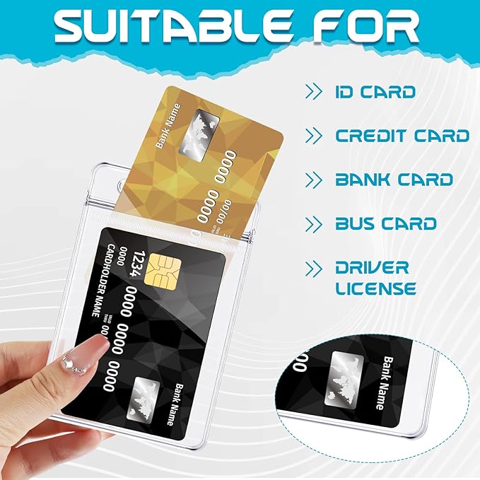 100 Pack Vertical ID Badge Holders Clear Plastic Waterproof Card Holder - Image 3